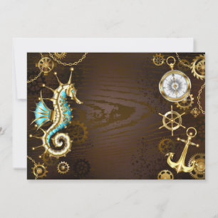 Wooden Background with Mechanical Seahorse Advice Card