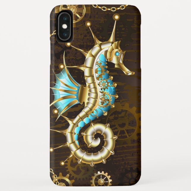 Wooden Background with Mechanical Seahorse Case-Mate iPhone Case (Back)