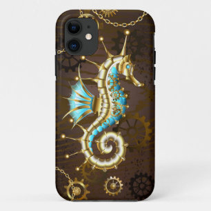 Wooden Background with Mechanical Seahorse Case-Mate iPhone Case