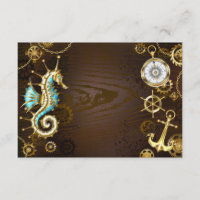 Wooden Background with Mechanical Seahorse