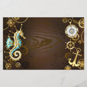 Wooden Background with Mechanical Seahorse Flyer