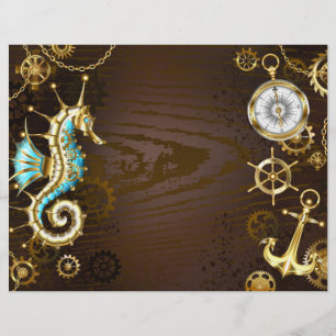 Wooden Background with Mechanical Seahorse Flyer