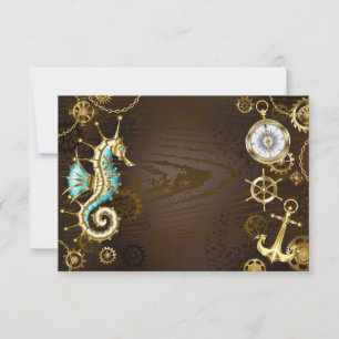 Wooden Background with Mechanical Seahorse Invitation