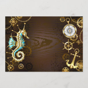Wooden Background with Mechanical Seahorse Menu