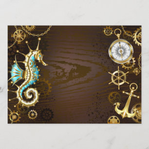 Wooden Background with Mechanical Seahorse Programme