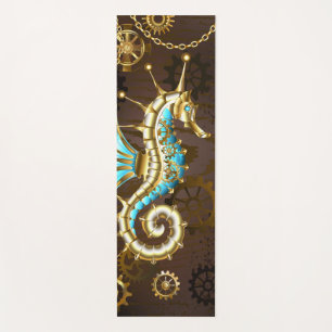 Wooden Background with Mechanical Seahorse Yoga Mat