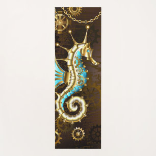 Wooden Background with Mechanical Seahorse Yoga Mat