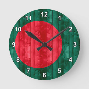 Wooden Bangladeshi Flag Round Clock
