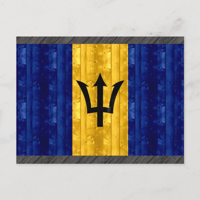Wooden Barbadian Flag Postcard (Front)