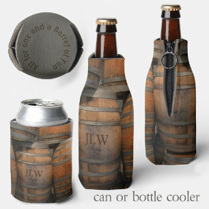 Wooden Barrel Kegs Monogrammed Photographic Bottle Cooler