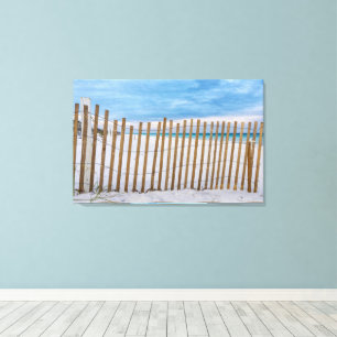 Wooden Beach Fence Sunrise Destin Canvas Print
