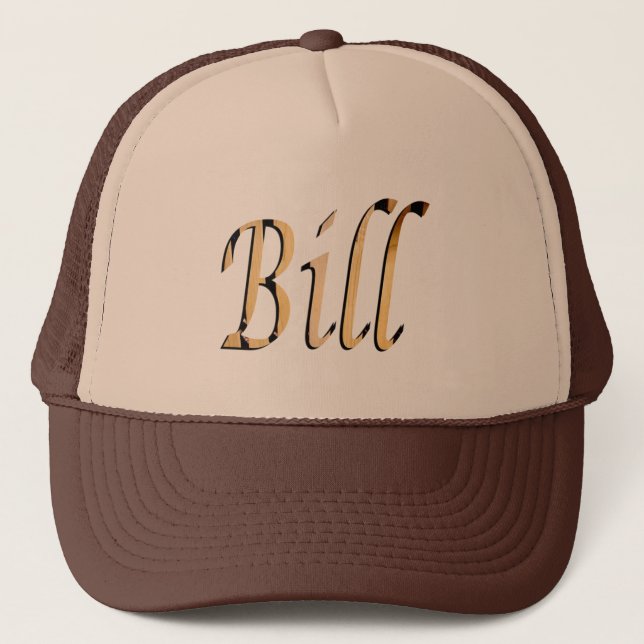Wooden Bill Mans Name Logo, Trucker Hat (Front)