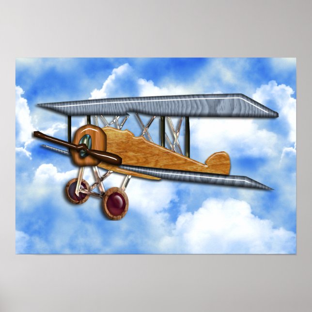 Wooden Biplane Poster (Front)
