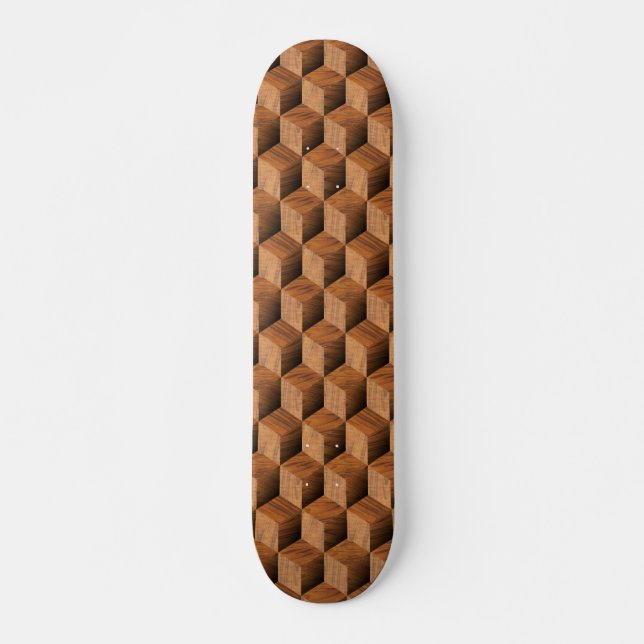 Wooden Block Pattern - Retro Skateboard (Front)