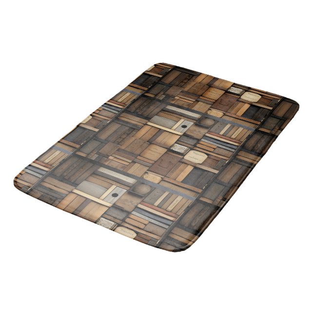 Wooden Block Typography and Art Collage7 Bath Mat (Angled)