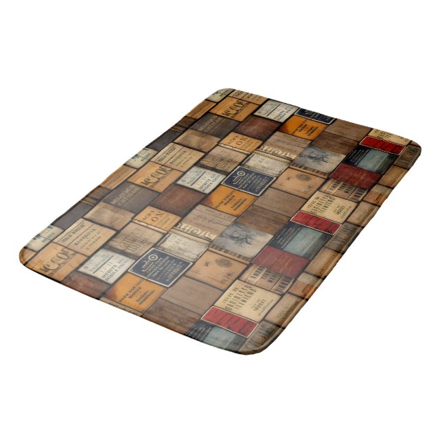 Wooden Block Typography and Art Collage 2 Bath Mat (Angled)