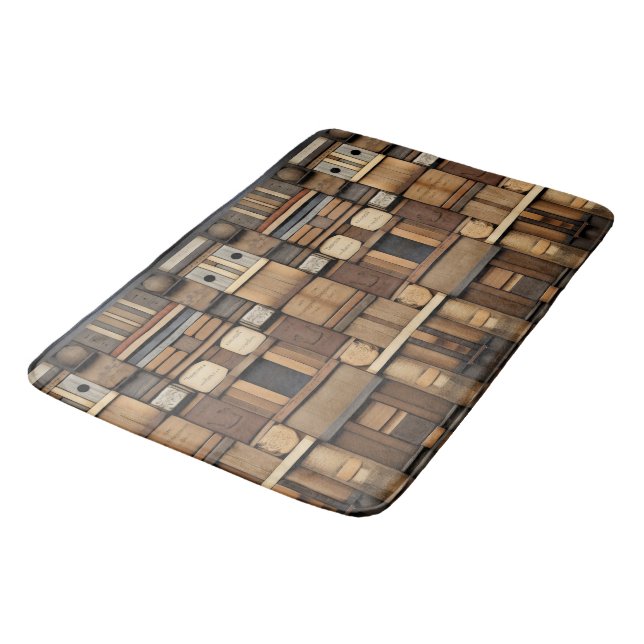 Wooden Block Typography and Art Collage 9 Bath Mat (Angled)