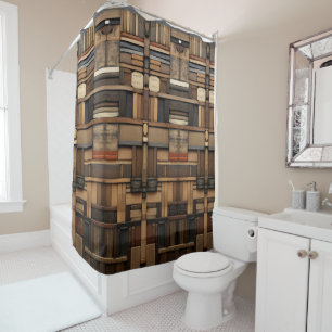 Wooden Block Typography and Art Collage Shower Curtain