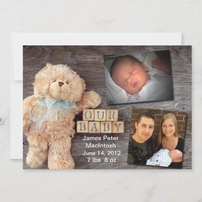 Wooden Blocks Teddy Announcement (Front)