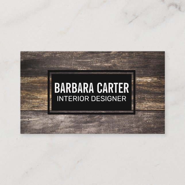 Wooden Boards Background Business Card (Front)