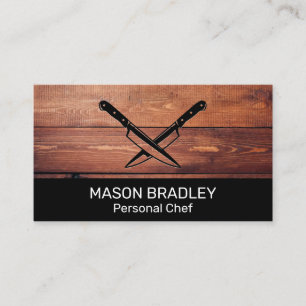 Wooden Boards Crossed Knives Business Card