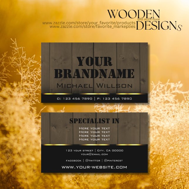 Wooden Boards Dark Brown Wood Grain Professional Business Card (Creator Uploaded)