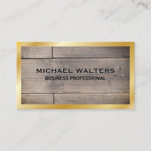 Wooden Boards   Gold Border Business Card
