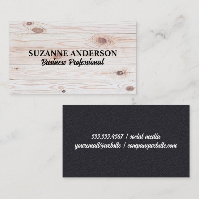 Wooden Boards | Leather Business Card (Front/Back)