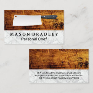 Wooden Boards Marble Butcher Knife Business Card