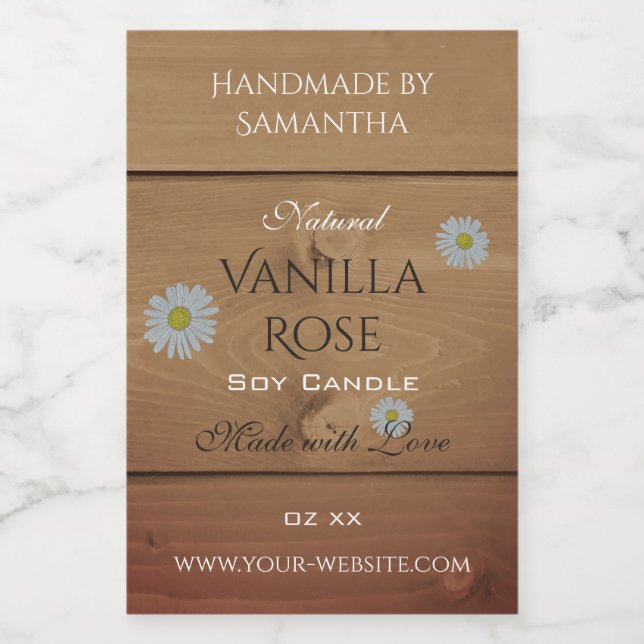 Wooden Boards Product Packaging Label Daisy Flower (Single Label)