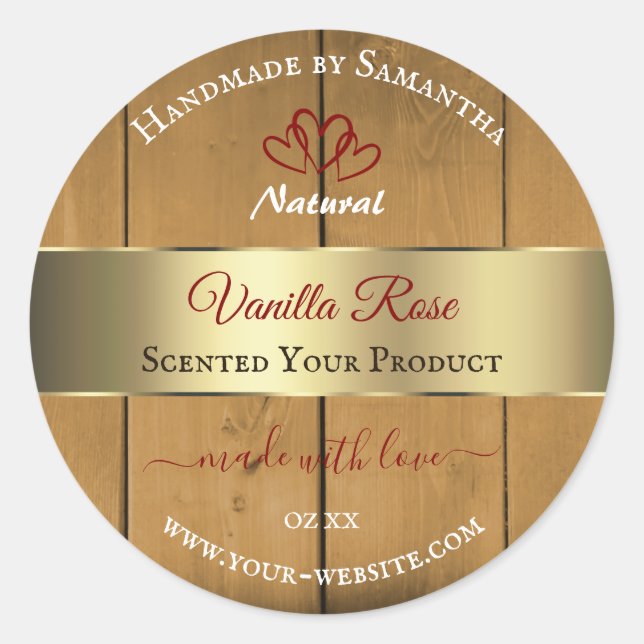 Wooden Boards Product Packaging Labels Gold Border (Front)