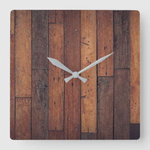 wooden boards square wall clock