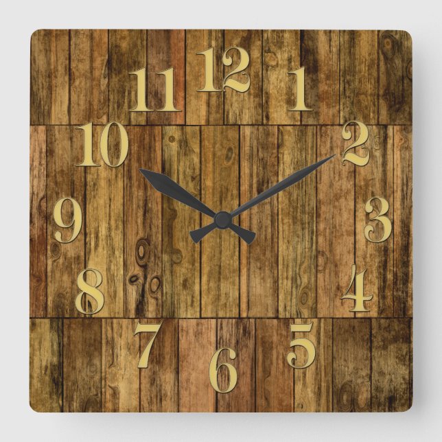 Wooden Boards Wood Panel Effect Clock (Front)