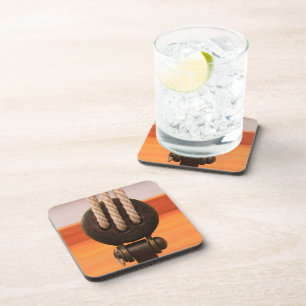 Wooden Boat Block- Hard Plastic Coaster