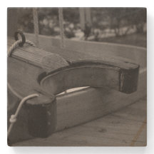 Wooden Boat Boom Yoke B/W Stone Coaster