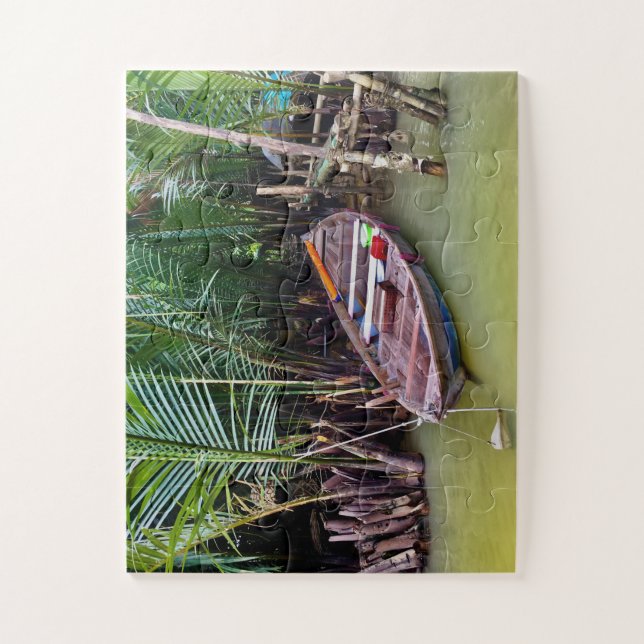 Wooden Boat in Mekong Delta Jigsaw Puzzle (Vertical)