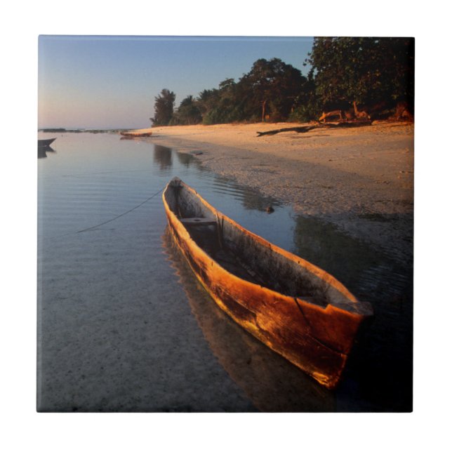 Wooden boats on Tondooni Beach Tile (Front)