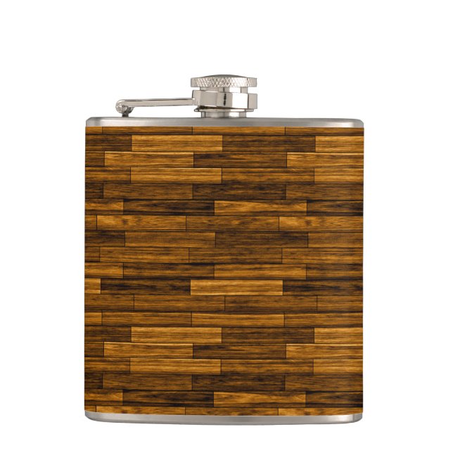 Wooden Bricks Texture Hip Flask (Front)