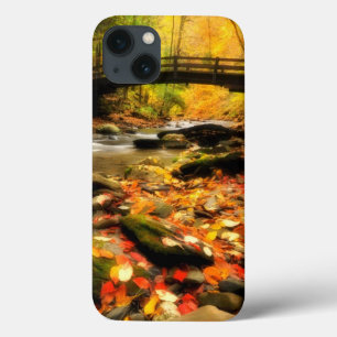 Wooden Bridge and Creek in Fall iPhone 13 Case