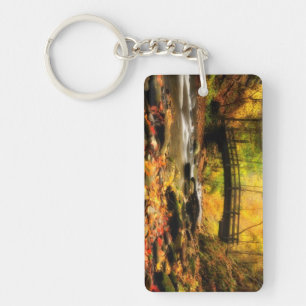 Wooden Bridge and Creek in Fall Key Ring