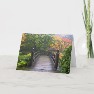Wooden Bridge in Japanese Garden Greeting Card