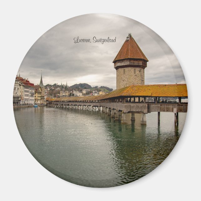 Wooden bridge in Lucerne Switzerland Magnet (Front)