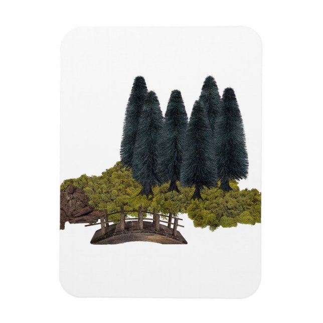 Wooden bridge in the mountain forest magnet (Vertical)