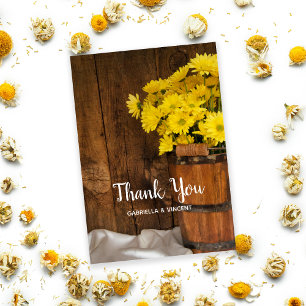 Wooden Bucket and Daisies Barn Wedding Thank You