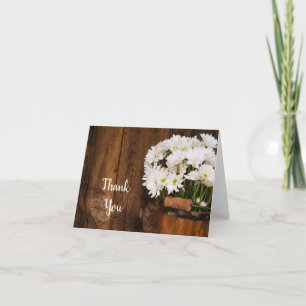 Wooden Bucket and White Daisies Country Thank You Card