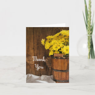 Wooden Bucket and Yellow Daisies Country Thank You Card