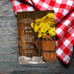 Wooden Bucket Daisies Country Post Wedding Brunch Invitation