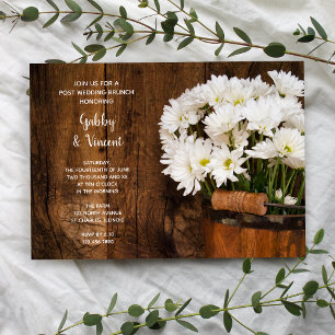 Wooden Bucket Daisies Country Post Wedding Brunch Invitation