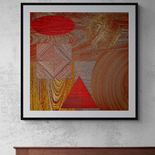 Wooden canvas - textured geometric shapes