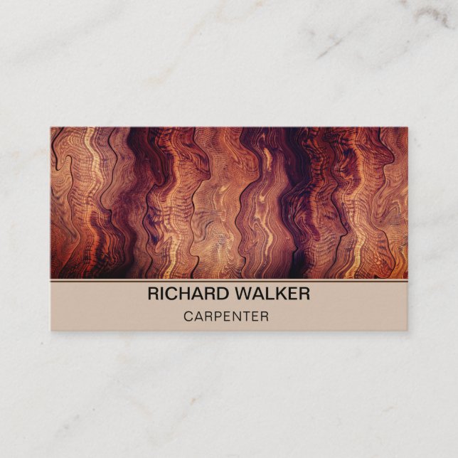 Wooden Carpenter Elegant QR Code Wood Works Business Card (Front)